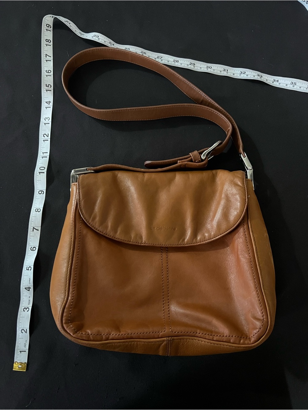 Vintage Leather Co by Liz Claiborne Brown Leather Crossbody Flap Shoulder Bag